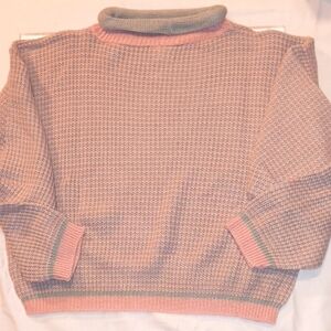 Chic Pink and Gray Cowl Neck Sweater